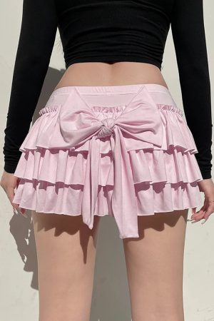 Quick Outfits, Modest Fashion Outfits Ideas Coquette Layered Bow Mini Skort