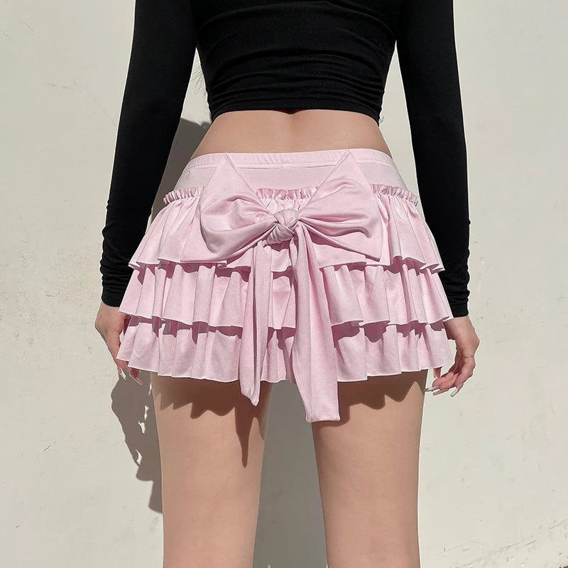 Quick Outfits, Modest Fashion Outfits Ideas Coquette Layered Bow Mini Skort Quick Outfits, Modest Fashion Outfits Ideas Coquette Layered Bow Mini Skort