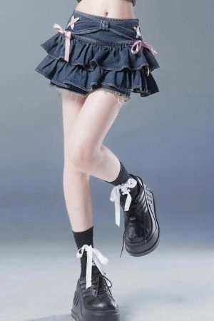 Quick Outfits, Modest Fashion Outfits Ideas Coquette Low Rise Denim Mini Skort