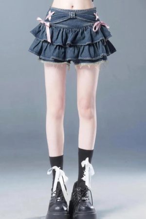 Quick Outfits, Modest Fashion Outfits Ideas Coquette Low Rise Denim Mini Skort