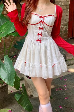 Quick Outfits, Modest Fashion Outfits Ideas Coquette Mini Dress With Cardigan