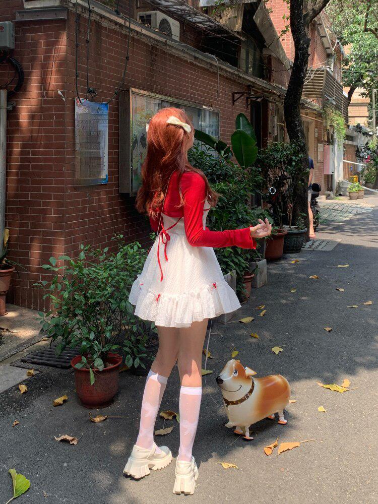 Quick Outfits, Modest Fashion Outfits Ideas Coquette Mini Dress With Cardigan Quick Outfits, Modest Fashion Outfits Ideas Coquette Mini Dress With Cardigan