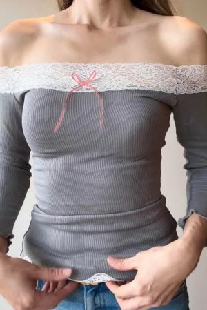 Quick Outfits, Modest Fashion Outfits Ideas Coquette Off Shoulder Lace Top