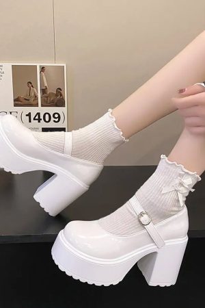 Quick Outfits, Modest Fashion Outfits Ideas Coquette Platform Chunky Mary Jane Shoes