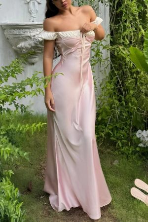 Quick Outfits, Modest Fashion Outfits Ideas Coquette Princess Satin Maxi Dress
