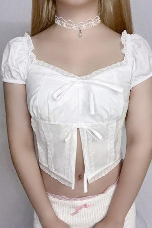 Quick Outfits, Modest Fashion Outfits Ideas Coquette Puff Sleeve Crop Top