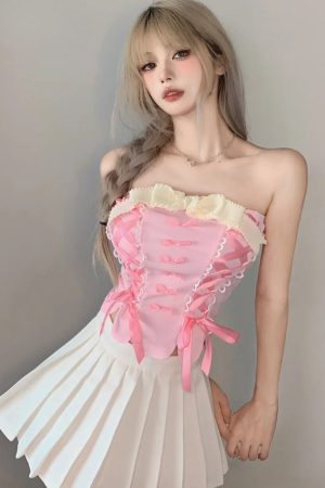 Quick Outfits, Modest Fashion Outfits Ideas Coquette Ribbon Bow Tube Top