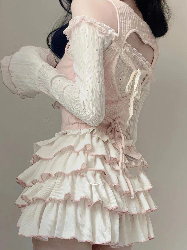 Quick Outfits, Modest Fashion Outfits Ideas Coquette Top & Mini Skirt Two Piece Set Quick Outfits, Modest Fashion Outfits Ideas Coquette Top & Mini Skirt Two Piece Set