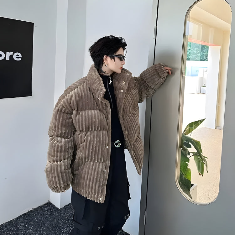 Quick Outfits, Modest Fashion Outfits Ideas Corduroy Buttoned Puffer Jacket Quick Outfits, Modest Fashion Outfits Ideas Corduroy Buttoned Puffer Jacket