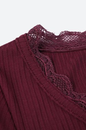 Quick Outfits, Modest Fashion Outfits Ideas Corduroy Lace Trim Top