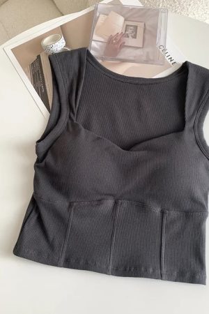 Quick Outfits, Modest Fashion Outfits Ideas Corduroy Square Neck Crop Top