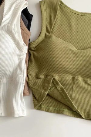 Quick Outfits, Modest Fashion Outfits Ideas Corduroy Square Neck Crop Top