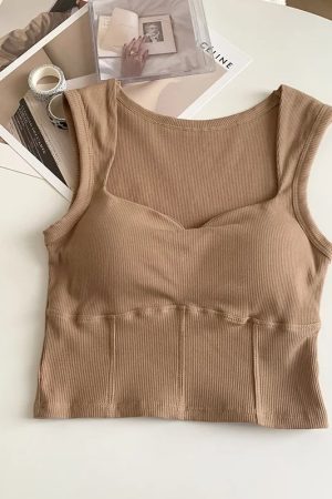 Quick Outfits, Modest Fashion Outfits Ideas Corduroy Square Neck Crop Top