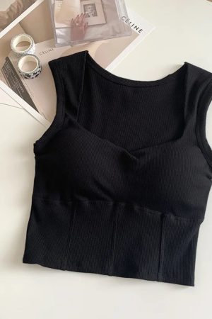 Quick Outfits, Modest Fashion Outfits Ideas Corduroy Square Neck Crop Top