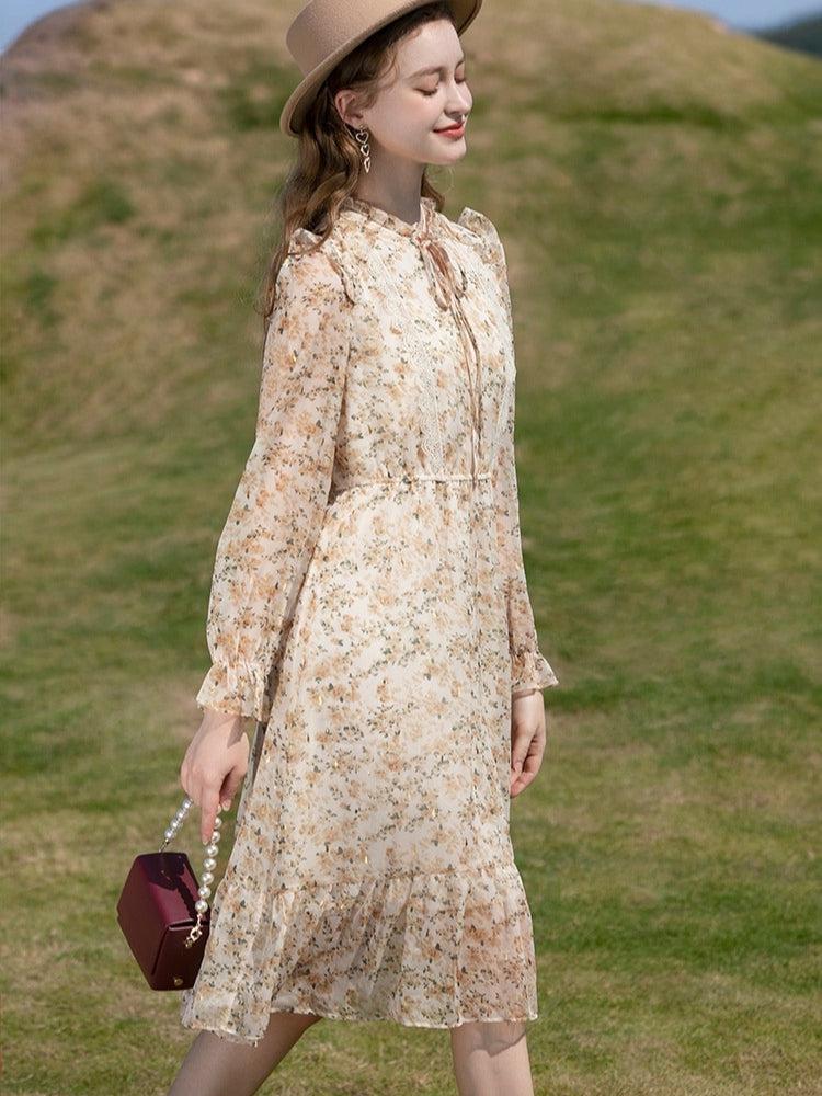 Quick Outfits, Modest Fashion Outfits Ideas Cottagecore Lace Detailed Floral Midi Dress Quick Outfits, Modest Fashion Outfits Ideas Cottagecore Lace Detailed Floral Midi Dress