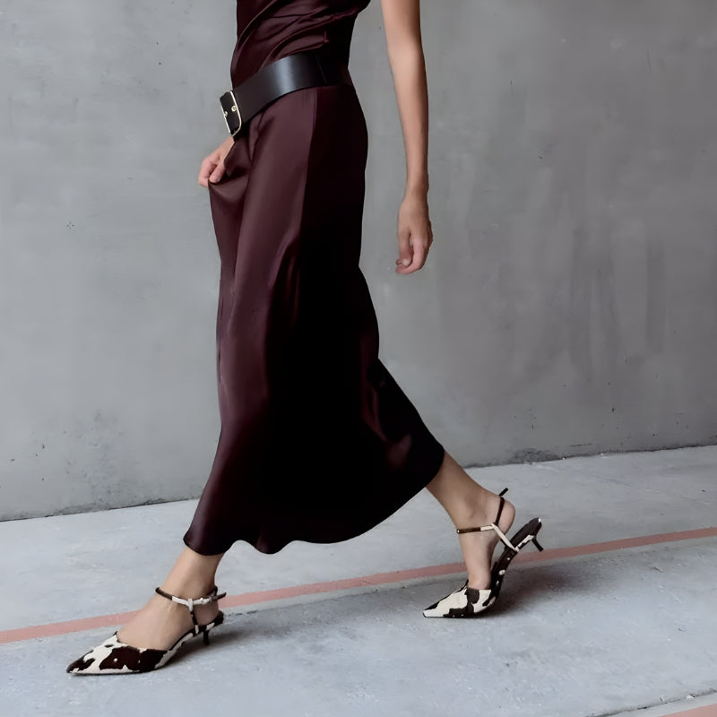 Quick Outfits, Modest Fashion Outfits Ideas Cow Print Pointed-Toe Kitten Heel