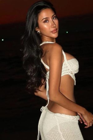 Quick Outfits, Modest Fashion Outfits Ideas Crochet Crop Top & Maxi Skirt Two Piece Set