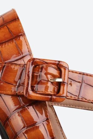 Quick Outfits, Modest Fashion Outfits Ideas Crocodile Square Toe Platform High Heels