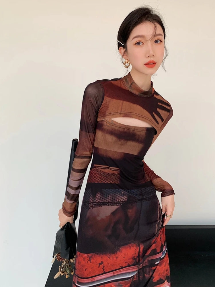 Quick Outfits, Modest Fashion Outfits Ideas Crop Top & Mesh Midi Dress Two Piece Set Quick Outfits, Modest Fashion Outfits Ideas Crop Top & Mesh Midi Dress Two Piece Set