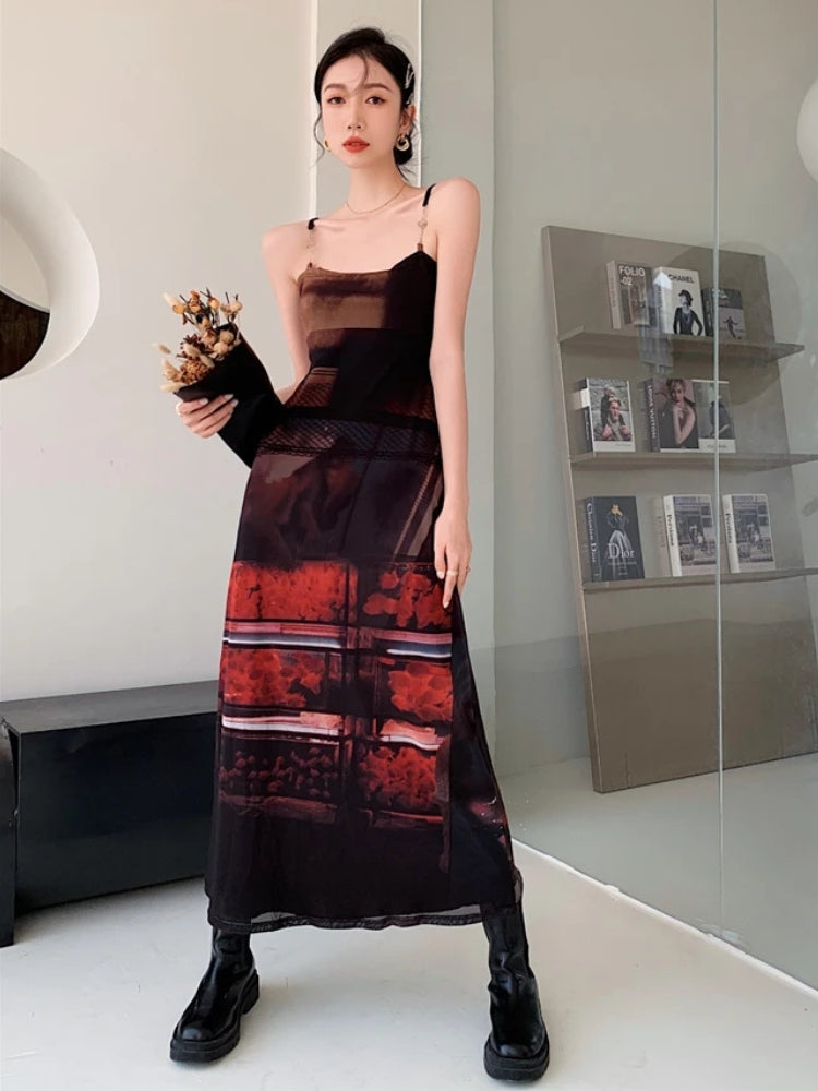 Quick Outfits, Modest Fashion Outfits Ideas Crop Top & Mesh Midi Dress Two Piece Set Quick Outfits, Modest Fashion Outfits Ideas Crop Top & Mesh Midi Dress Two Piece Set