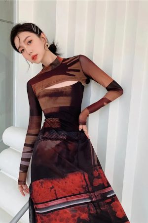 Quick Outfits, Modest Fashion Outfits Ideas Crop Top & Mesh Midi Dress Two Piece Set