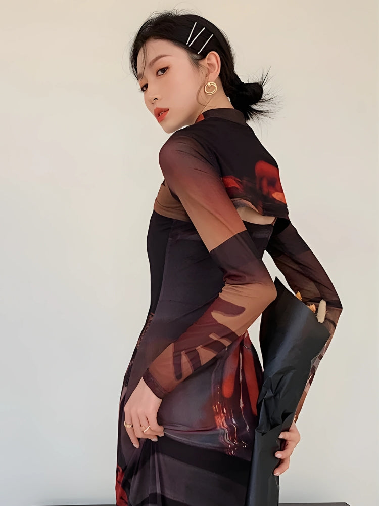 Quick Outfits, Modest Fashion Outfits Ideas Crop Top & Mesh Midi Dress Two Piece Set Quick Outfits, Modest Fashion Outfits Ideas Crop Top & Mesh Midi Dress Two Piece Set