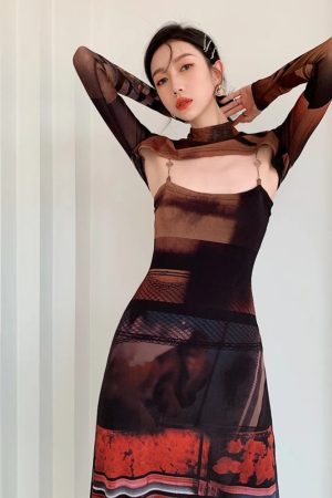 Quick Outfits, Modest Fashion Outfits Ideas Crop Top & Mesh Midi Dress Two Piece Set