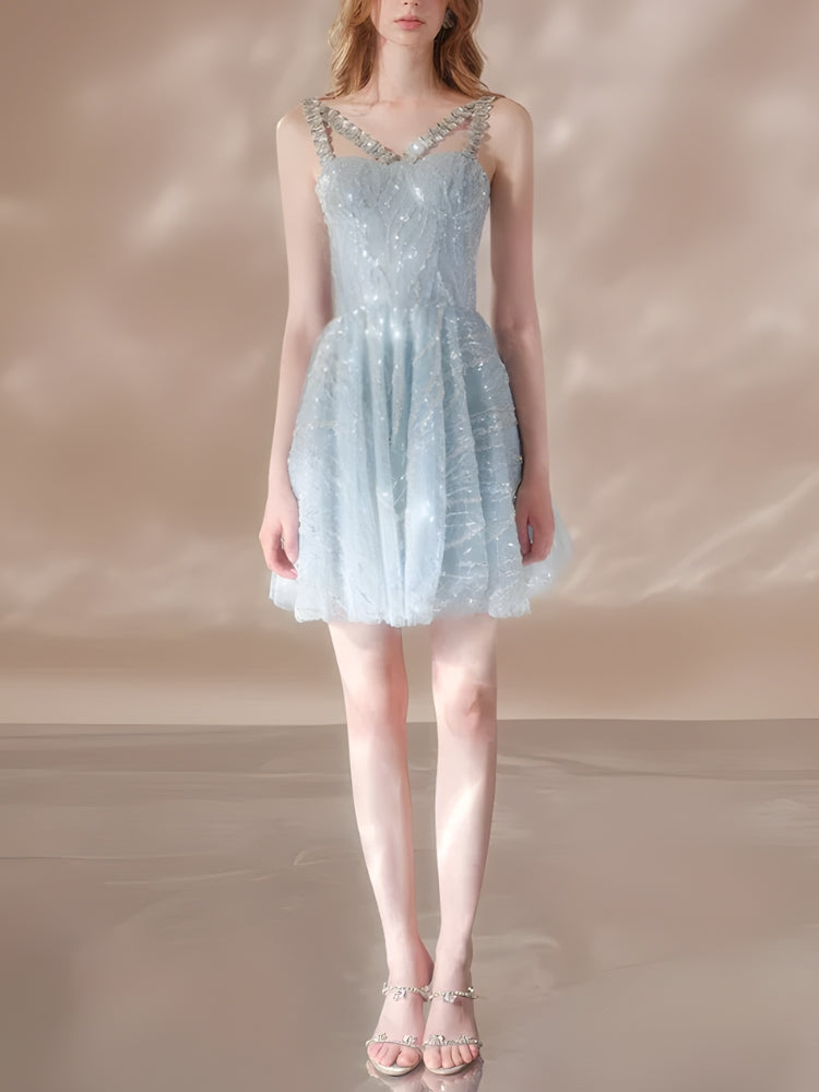 Quick Outfits, Modest Fashion Outfits Ideas Crystal Strap Sequin Mini Dress Quick Outfits, Modest Fashion Outfits Ideas Crystal Strap Sequin Mini Dress