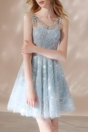 Quick Outfits, Modest Fashion Outfits Ideas Crystal Strap Sequin Mini Dress