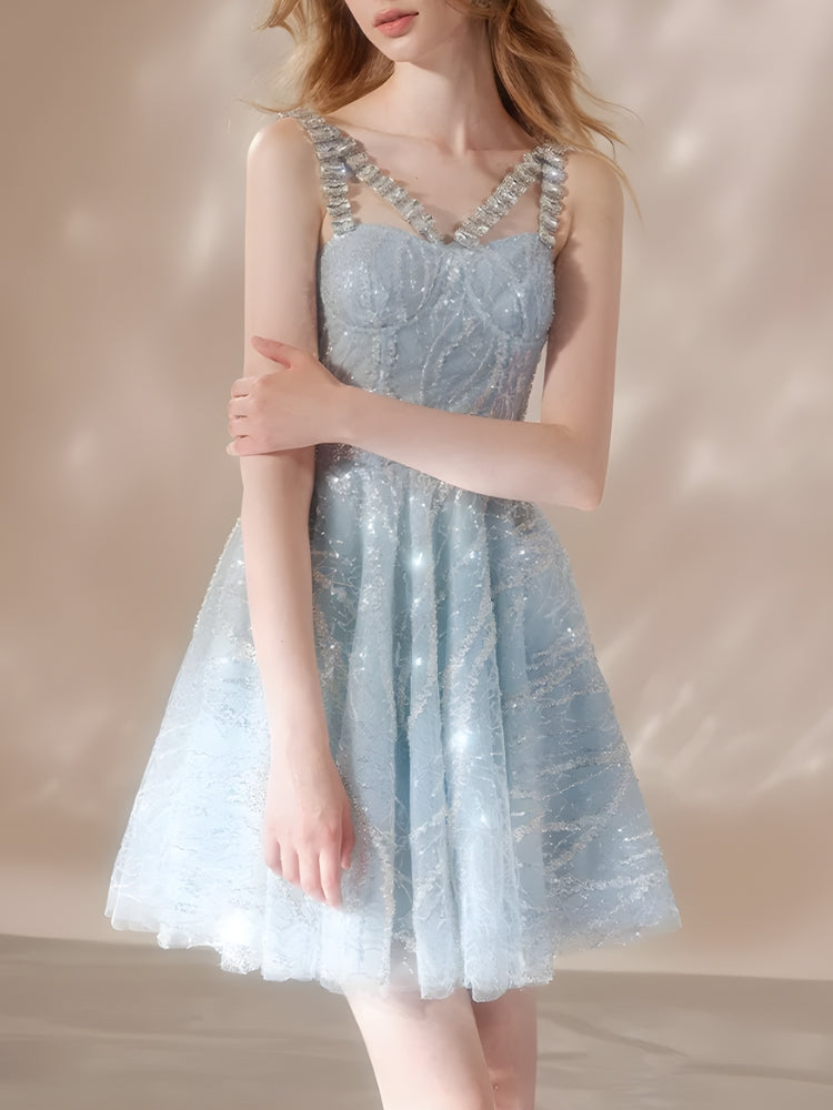 Quick Outfits, Modest Fashion Outfits Ideas Crystal Strap Sequin Mini Dress Quick Outfits, Modest Fashion Outfits Ideas Crystal Strap Sequin Mini Dress