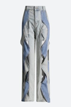 Quick Outfits, Modest Fashion Outfits Ideas Cut Out Patch Denim Jeans