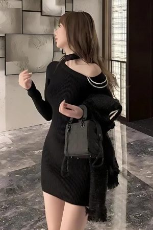 Quick Outfits, Modest Fashion Outfits Ideas Cut Out Shoulder Rhinestone Mini Dress