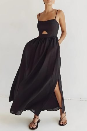 Quick Outfits, Modest Fashion Outfits Ideas Cut Out Slit Maxi Dress