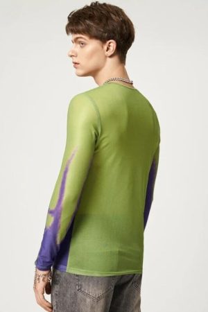 Quick Outfits, Modest Fashion Outfits Ideas Cyberpunk Abstract Painting Mesh Top