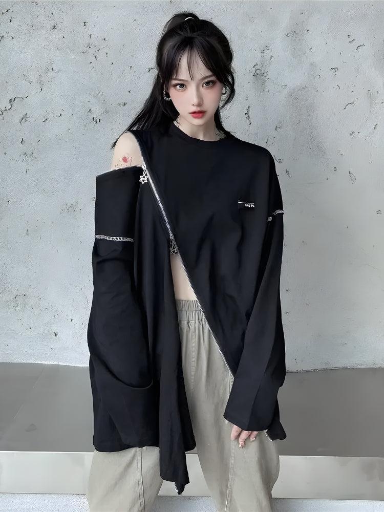 Quick Outfits, Modest Fashion Outfits Ideas Cyberpunk Cross Zip-Up Top Quick Outfits, Modest Fashion Outfits Ideas Cyberpunk Cross Zip-Up Top