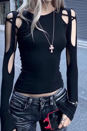 Quick Outfits, Modest Fashion Outfits Ideas Cyberpunk Cut Out Top