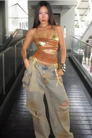 Quick Outfits, Modest Fashion Outfits Ideas Cyberpunk Cut Out Tube Top