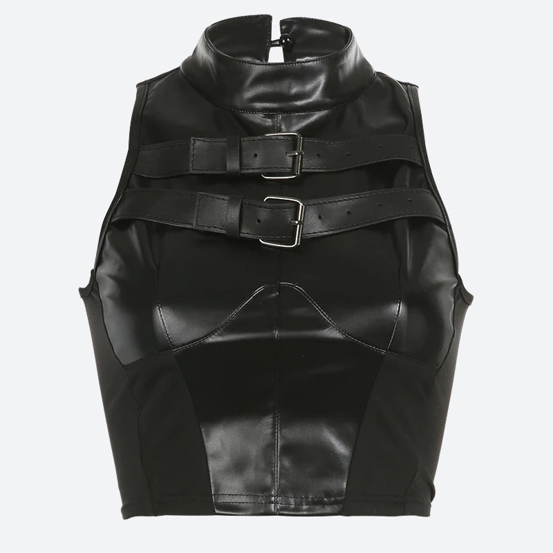 Quick Outfits, Modest Fashion Outfits Ideas Cyberpunk Faux Leather Crop Top Quick Outfits, Modest Fashion Outfits Ideas Cyberpunk Faux Leather Crop Top