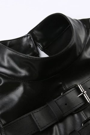 Quick Outfits, Modest Fashion Outfits Ideas Cyberpunk Faux Leather Crop Top