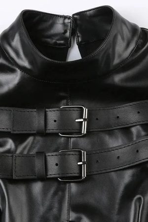 Quick Outfits, Modest Fashion Outfits Ideas Cyberpunk Faux Leather Crop Top