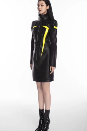 Quick Outfits, Modest Fashion Outfits Ideas Cyberpunk Faux Leather Maxi Dress