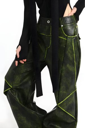 Quick Outfits, Modest Fashion Outfits Ideas Cyberpunk Forest Faux Leather Pants