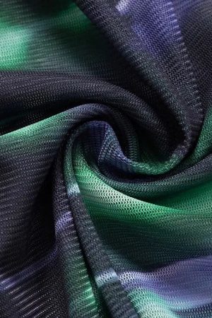 Quick Outfits, Modest Fashion Outfits Ideas Cyberpunk Green Lights Mesh Top