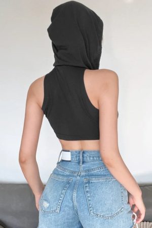 Quick Outfits, Modest Fashion Outfits Ideas Cyberpunk Hooded Crop Top