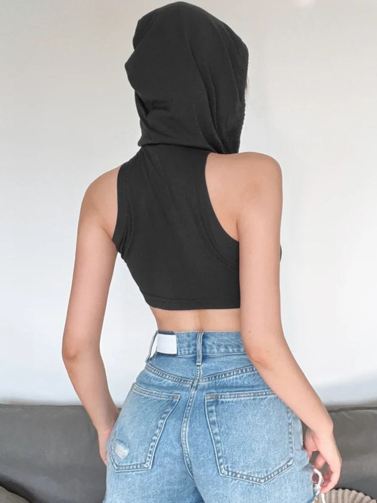 Quick Outfits, Modest Fashion Outfits Ideas Cyberpunk Hooded Crop Top Quick Outfits, Modest Fashion Outfits Ideas Cyberpunk Hooded Crop Top
