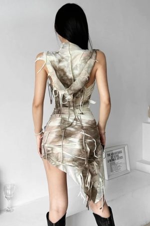 Quick Outfits, Modest Fashion Outfits Ideas Cyberpunk Hooded Mini Dress