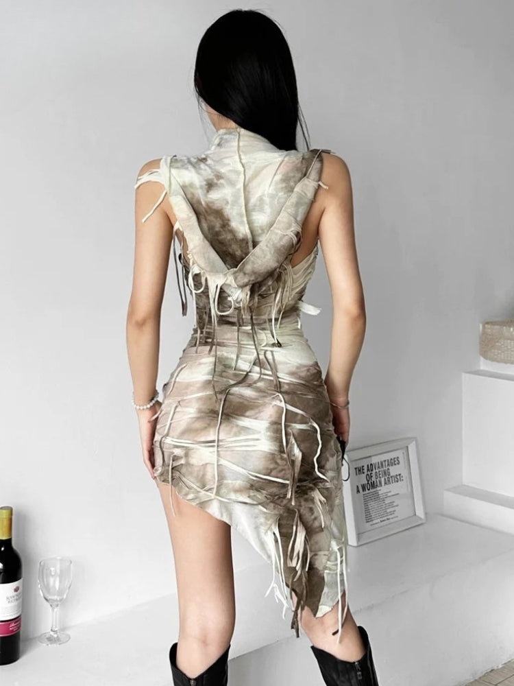 Quick Outfits, Modest Fashion Outfits Ideas Cyberpunk Hooded Mini Dress Quick Outfits, Modest Fashion Outfits Ideas Cyberpunk Hooded Mini Dress