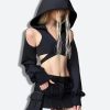 Quick Outfits, Modest Fashion Outfits Ideas Cyberpunk Hooded Wrap Around Crop Top