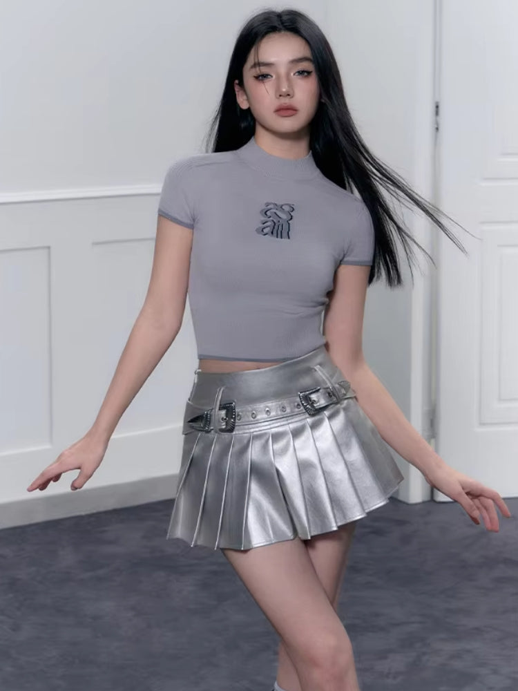 Quick Outfits, Modest Fashion Outfits Ideas Cyberpunk Metallic Mini Skirt Quick Outfits, Modest Fashion Outfits Ideas Cyberpunk Metallic Mini Skirt