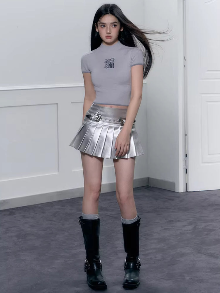 Quick Outfits, Modest Fashion Outfits Ideas Cyberpunk Metallic Mini Skirt Quick Outfits, Modest Fashion Outfits Ideas Cyberpunk Metallic Mini Skirt